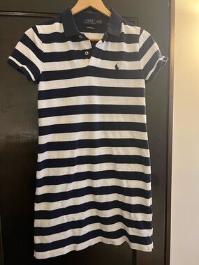 Ralph Lauren Navy and White Striped Polo Dress- Size XS